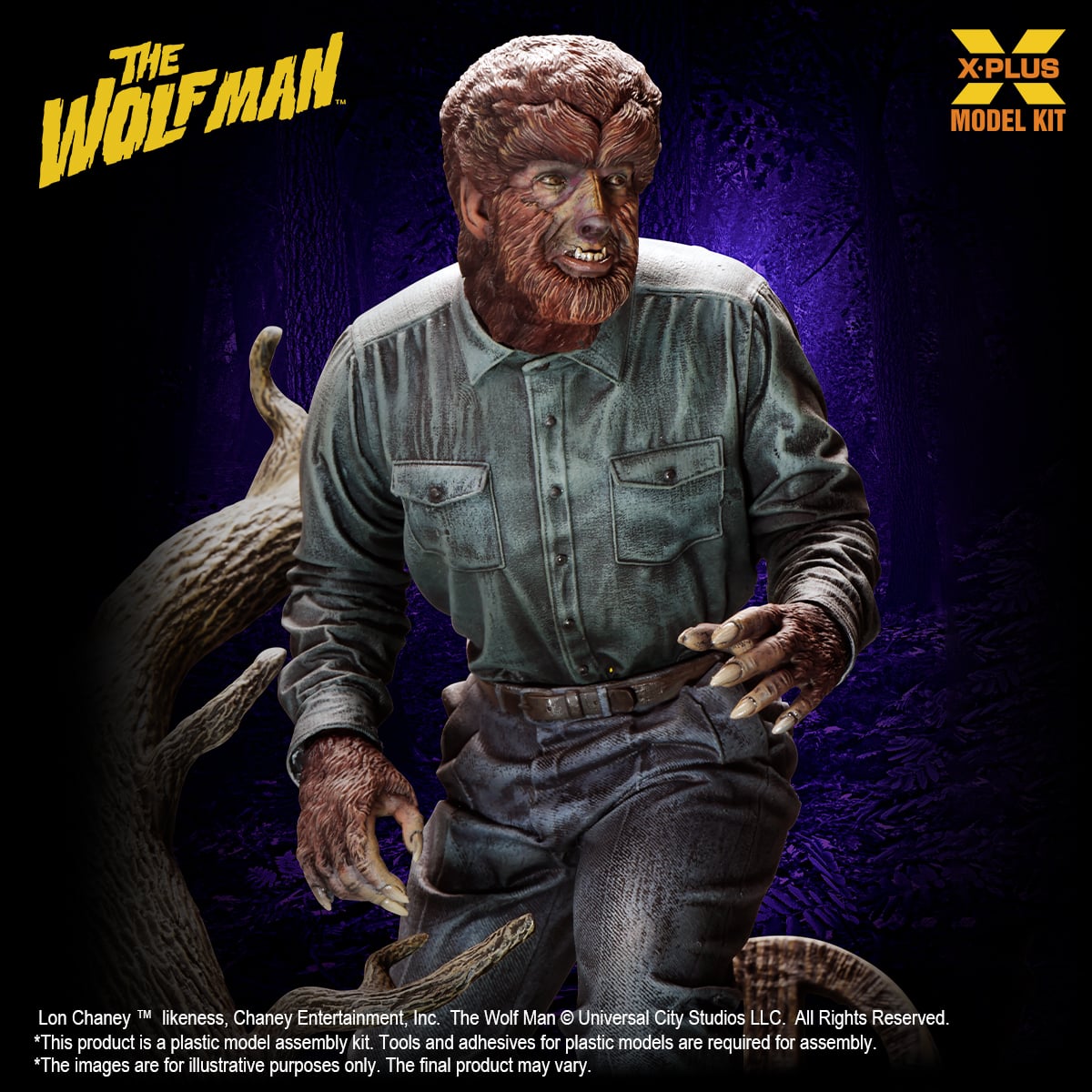 X-Plus Universal Monsters Lon Chaney Jr. as The Wolf Man 1/8 Scale Model Kit (Reissue, 9-Inch) - View 9