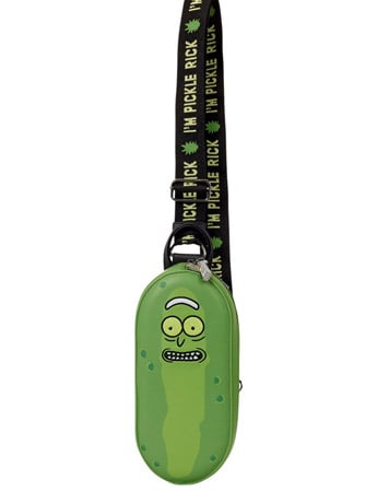 Loungefly Rick and Morty Pickle Rick Sling Bag, Polyurethane