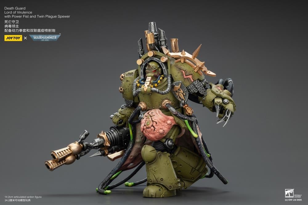 JoyToy Warhammer 40,000 Death Guard Lord of Virulence with Power Fist and Twin Plague Spewer 1/18 Scale Action Figure - View 7
