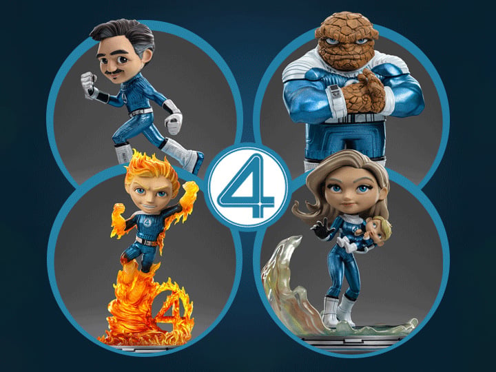 Iron Studios Marvel Fantastic Four: First Steps MiniCo Team (Metallic Ver.) Exclusive 4-Pack Figure Set - View 2