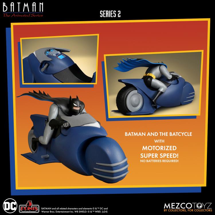 Mezco Toyz 5 Points Batman: The Animated Series Batman and Batcycle Figure Set - View 3