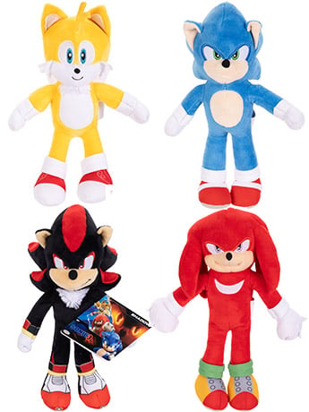 Jakks Pacific Sonic the Hedgehog 3 Set of 4 Soft 9-Inch Plush with Sonic, Tails, Knuckles, Shadow