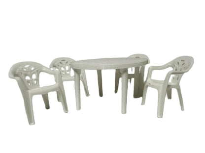 Mini Materials 1/12 Scale White Patio Table with 4 White Chairs Miniature Set - View 5