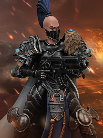 JoyToy Warhammer The Horus Heresy Sisters of Silence Argent Lynx Vigilator Cadre Vigilator 1/18 Scale Action Figure (Ver. 1)