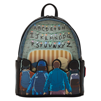 Loungefly Stranger Things 10th Anniversary Light-Up Mini Backpack with Eleven, Mike, Lucas, Dustin and Will - View 3