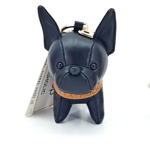 Locker Toys Leasholic Bulldog (Black) Leather Plush Charm, 5.5-Inch - View 6