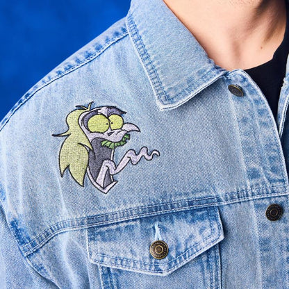 Cakeworthy Beetlejuice Denim Jacket with Lydia Deetz and Sandworm Art - View 9