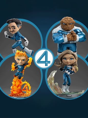 Iron Studios Marvel Fantastic Four: First Steps MiniCo Team (Metallic Ver.) Exclusive 4-Pack Figure Set
