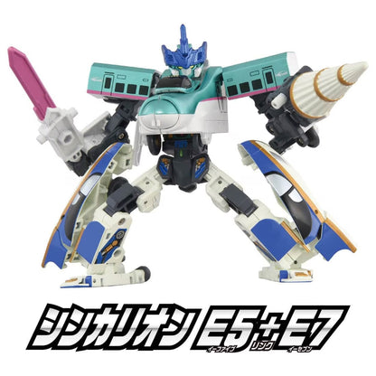 Takara Tomy Shinkansen Transformation Robo Shinkalion Plarail-Shinkalion SGX E5 and E7 Plastic Figure Set - View 8