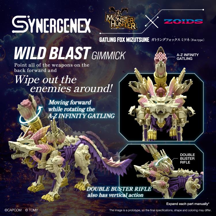 Takara Tomy Zoids x Monster Hunter Synergenex Series Gatling Fox Mizutsune 1/35 Scale Model Kit, 14-Inch - View 13