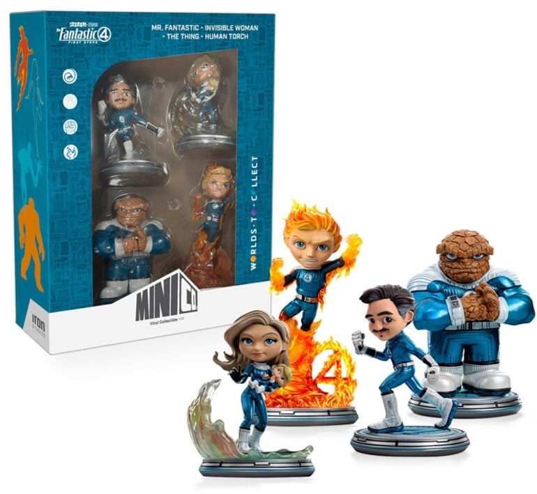 Iron Studios Marvel Fantastic Four: First Steps MiniCo Team (Metallic Ver.) Exclusive 4-Pack Figure Set - View 7