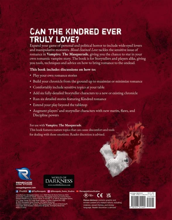 Renegade Game Studios Vampire: The Masquerade 5th Edition Blood-Stained Love Sourcebook - View 4