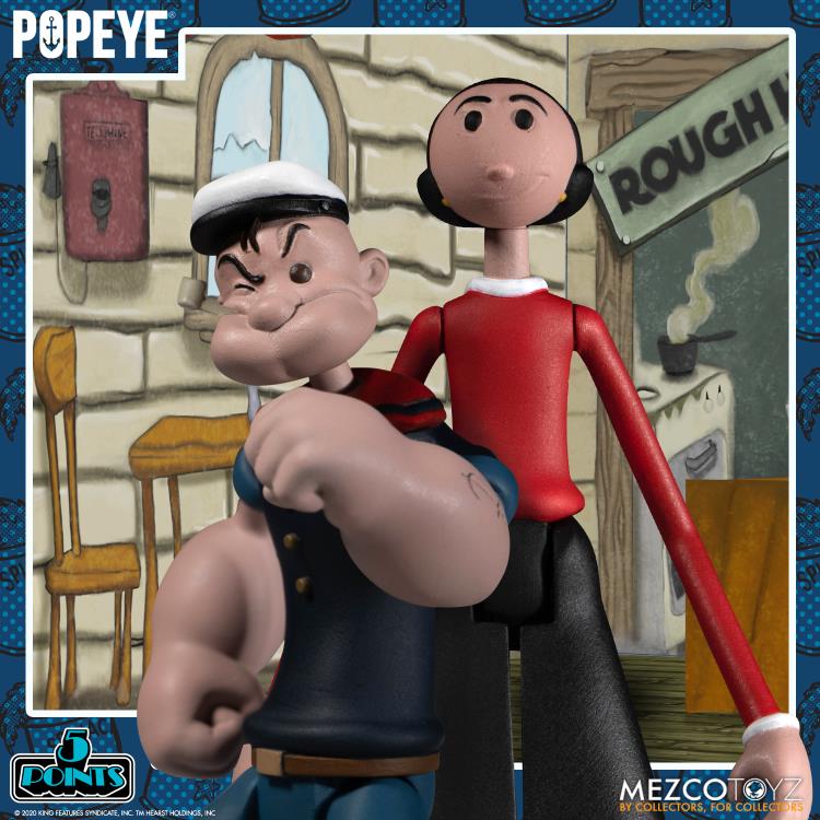 Mezco Toyz Popeye Classic Comic Strip 5 Points Deluxe Boxed Set with Bluto and Olive Oyl - View 5