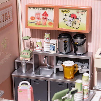 Rolife Super Creator DIY Super Store Double Joy Bubble Tea Model Kit, 6-Inch - View 6