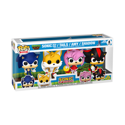 Funko Pop! Games Sonic the Hedgehog Four-Pack Sonic with Ring, Tails, Amy, Shadow Glow-in-the-Dark - View 3