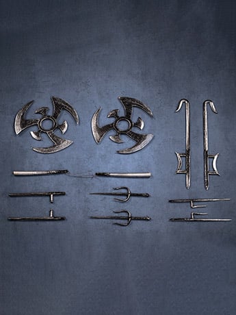 EdStar Studio Undead Ninja Army 1/12 Scale Die-Cast Metal Weapons Set