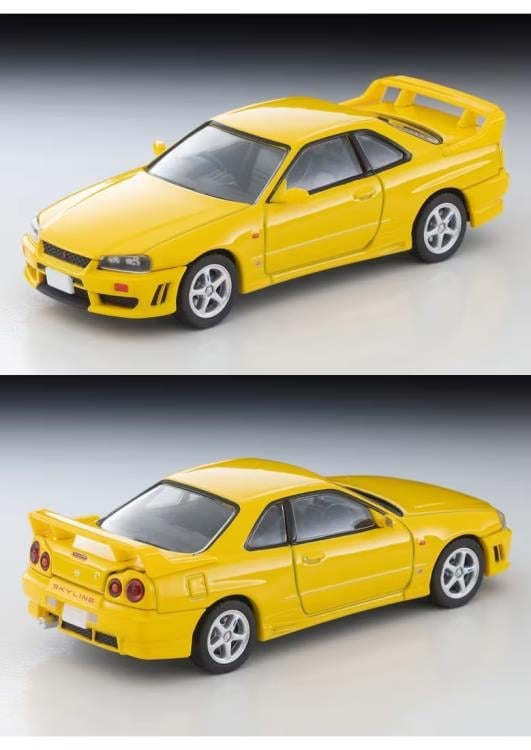 Tomytec Tomica Limited Vintage LV-N365a 1998 Nissan Skyline 2-Door Sports Coupe 25GT Turbo with Optional Parts (Yellow) 1/64 Scale Model - View 6