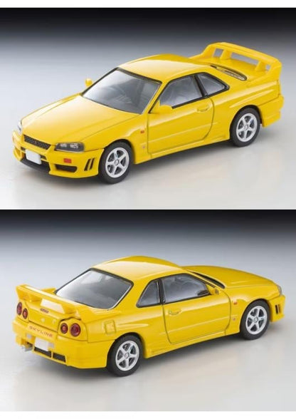 Tomytec Tomica Limited Vintage LV-N365a 1998 Nissan Skyline 2-Door Sports Coupe 25GT Turbo with Optional Parts (Yellow) 1/64 Scale Model - View 6