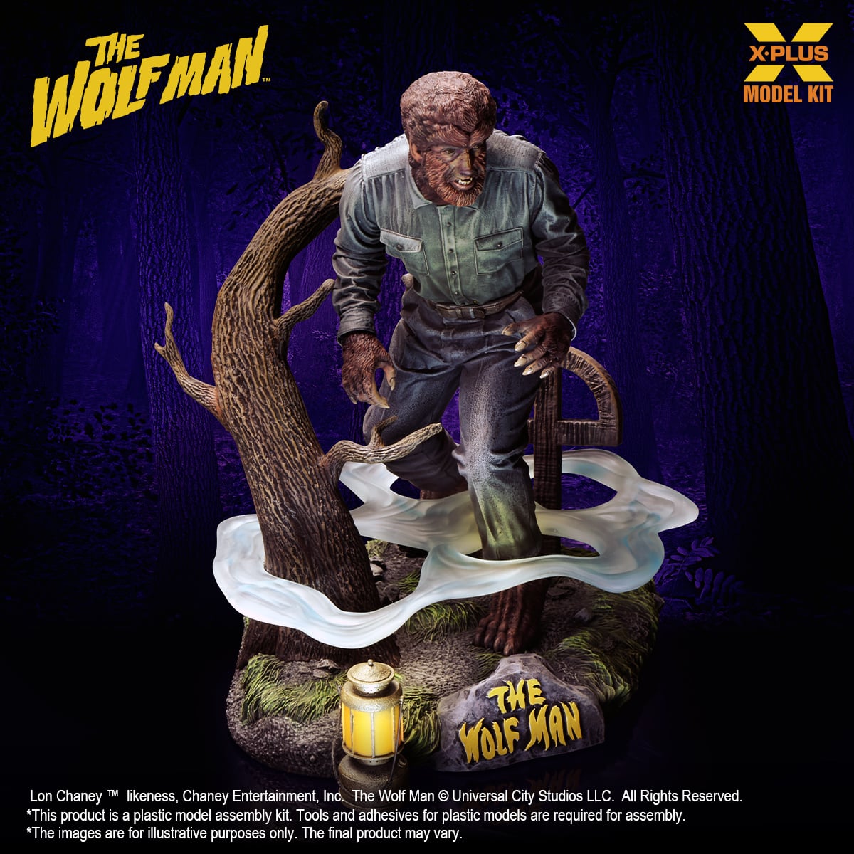 X-Plus Universal Monsters Lon Chaney Jr. as The Wolf Man 1/8 Scale Model Kit (Reissue, 9-Inch) - View 10