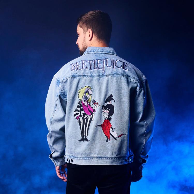 Cakeworthy Beetlejuice Denim Jacket with Lydia Deetz and Sandworm Art - View 8