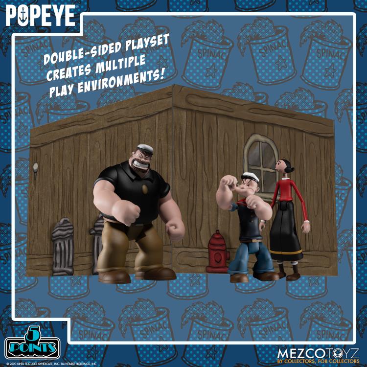 Mezco Toyz Popeye Classic Comic Strip 5 Points Deluxe Boxed Set with Bluto and Olive Oyl - View 9