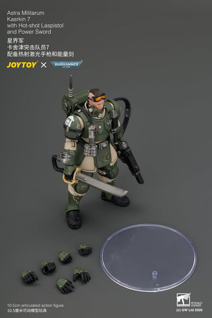 JoyToy Warhammer 40,000 Astra Militarum Kasrkin 7 with Hot-shot Laspistol and Power Sword 1/18 Scale Action Figure - View 12
