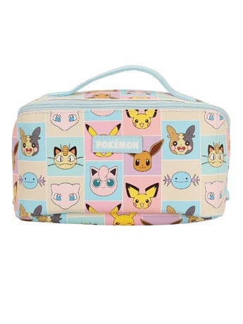 Bioworld Pokemon Cosmetic Bag with Pikachu, Eevee and Mew, 4.5-Inch
