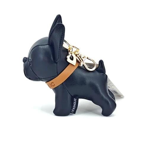 Locker Toys Leasholic Bulldog (Black) Leather Plush Charm, 5.5-Inch - View 4