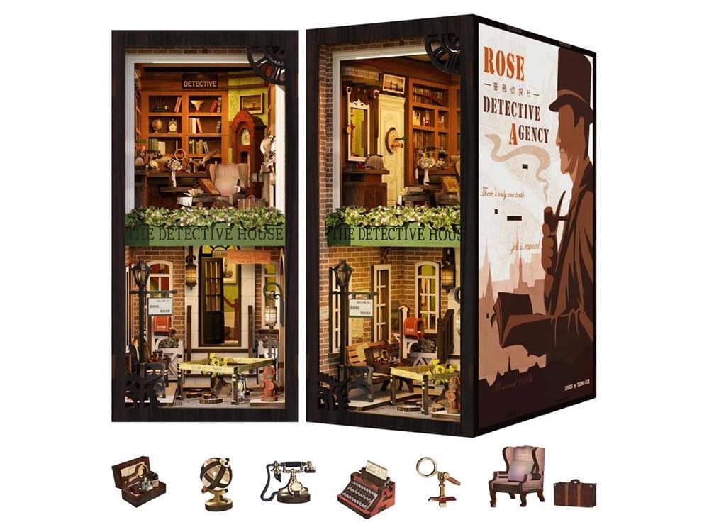 Robotime Rose Detective Agency DIY Book Nook Model Kit - View 2