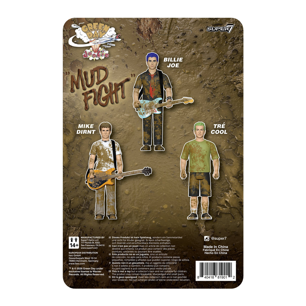 Super7 Green Day ReAction Tre Cool (Mud Fight) Action Figure - View 6