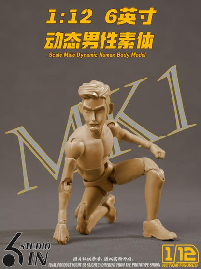6in Studio 1/12 Scale Male Body (MK I) Plastic Action Figure Base Body - View 3