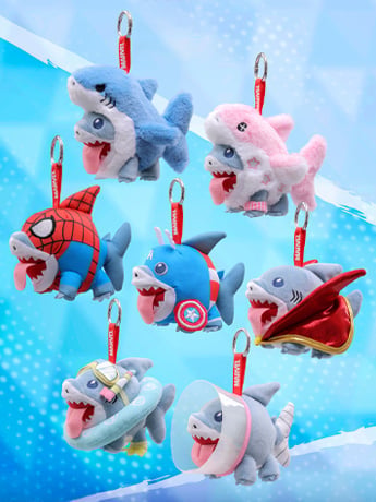 Hot Toys Marvel Comics Cosbi Jeff the Land Shark Random Plush Keychain, 4-Inch