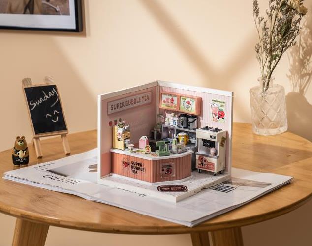 Rolife Super Creator DIY Super Store Double Joy Bubble Tea Model Kit, 6-Inch - View 3