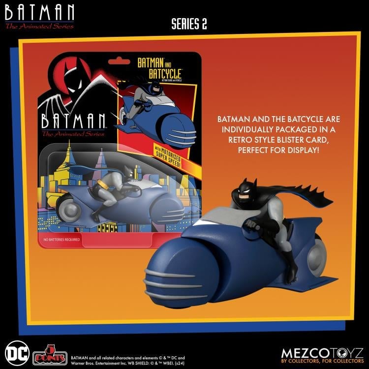 Mezco Toyz 5 Points Batman: The Animated Series Batman and Batcycle Figure Set - View 4
