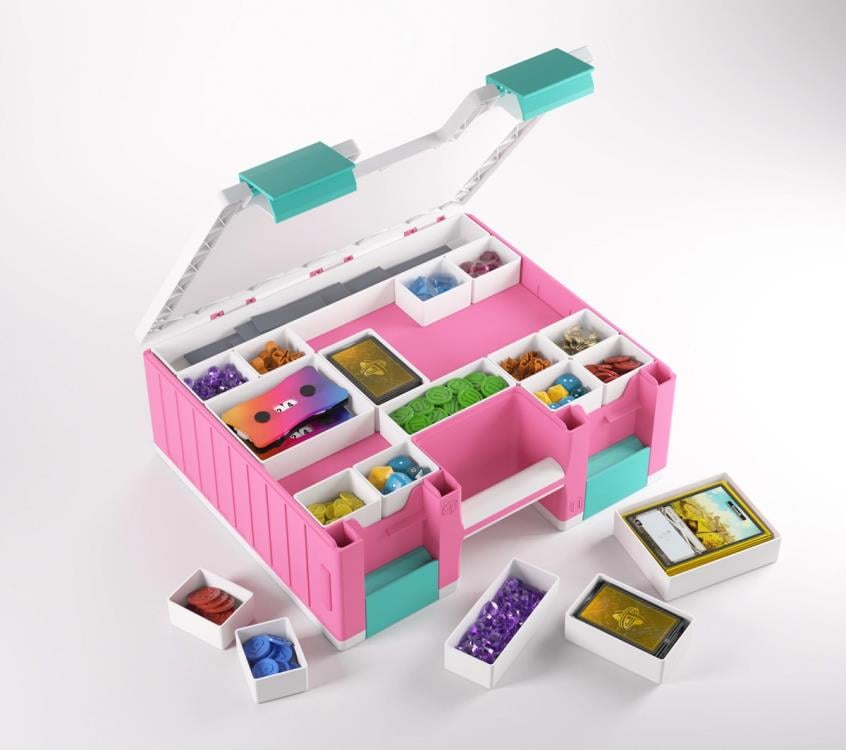 Gamegenic Game Castle (Pink/White/Teal) Storage Box for Board Games - View 15