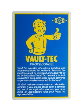 Trick or Treat Studios Fallout Procedures Vault Boy Metal Sign