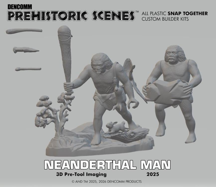 Dencomm Prehistoric Scenes Neanderthal Man 1/13 Scale Plastic Model Kit - View 5
