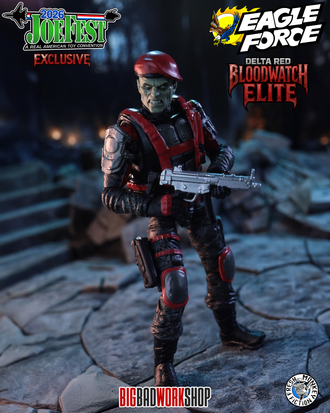 BigBadWorkShop Fresh Monkey Fiction Operation: Monster Force Delta Red Bloodwatch Elite 1/18 Scale JoeFest 2026 Exclusive Action Figure - View 5
