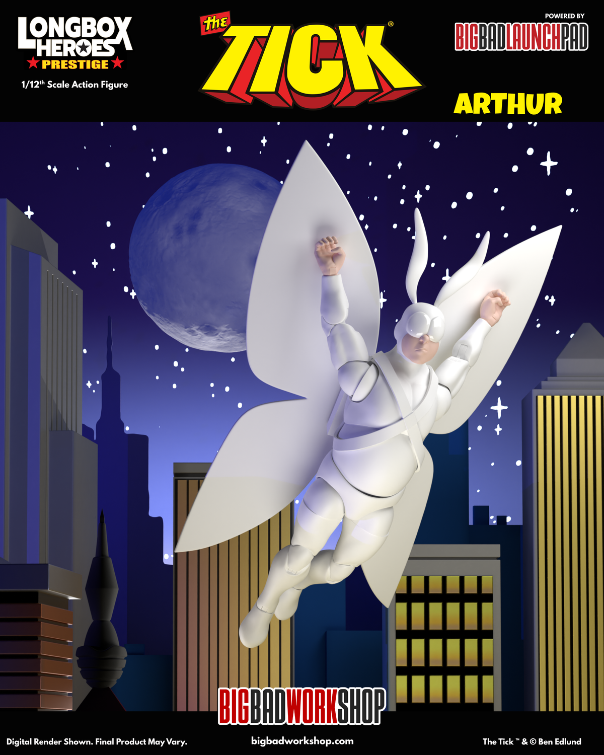 BigBadWorkShop The Tick Longbox Heroes Prestige Arthur 1/12 Scale Action Figure with 20 Points of Articulation - View 3