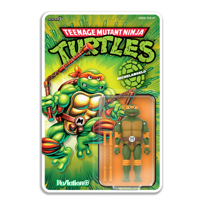 Super7 Teenage Mutant Ninja Turtles ReAction+ Michelangelo Plastic Action Figure - View 4