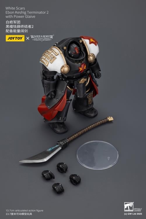 JoyToy Warhammer The Horus Heresy White Scars Ebon Keshig Terminator with Power Glaive 1/18 Scale Action Figure (Ver. 2) - View 12