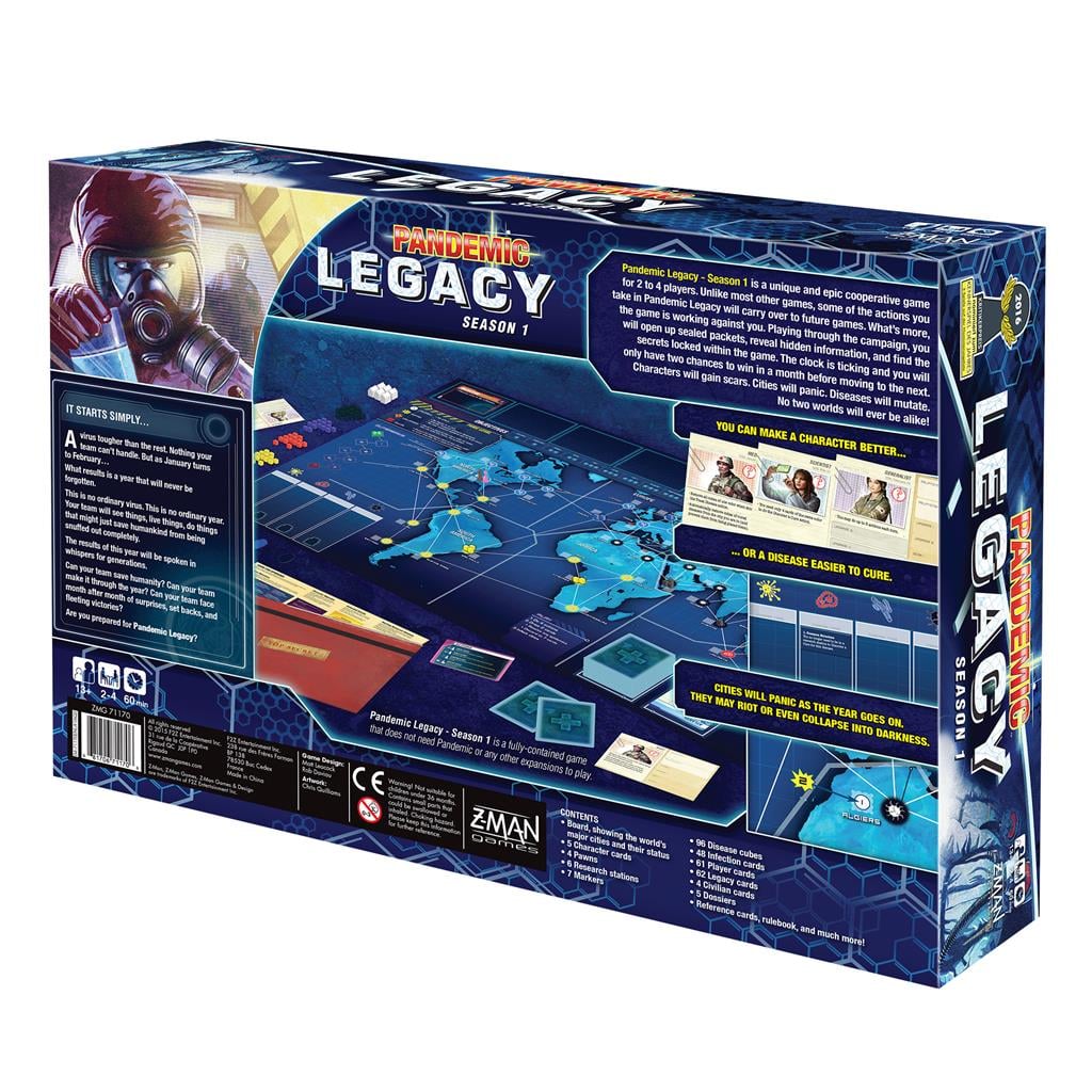 Z-Man Games Pandemic Legacy: Season 1 Blue Edition Board Game - View 3