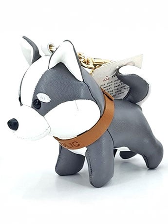Locker Toys Leasholic Husky (Grey) Leather Plush Charm 5.5-Inch
