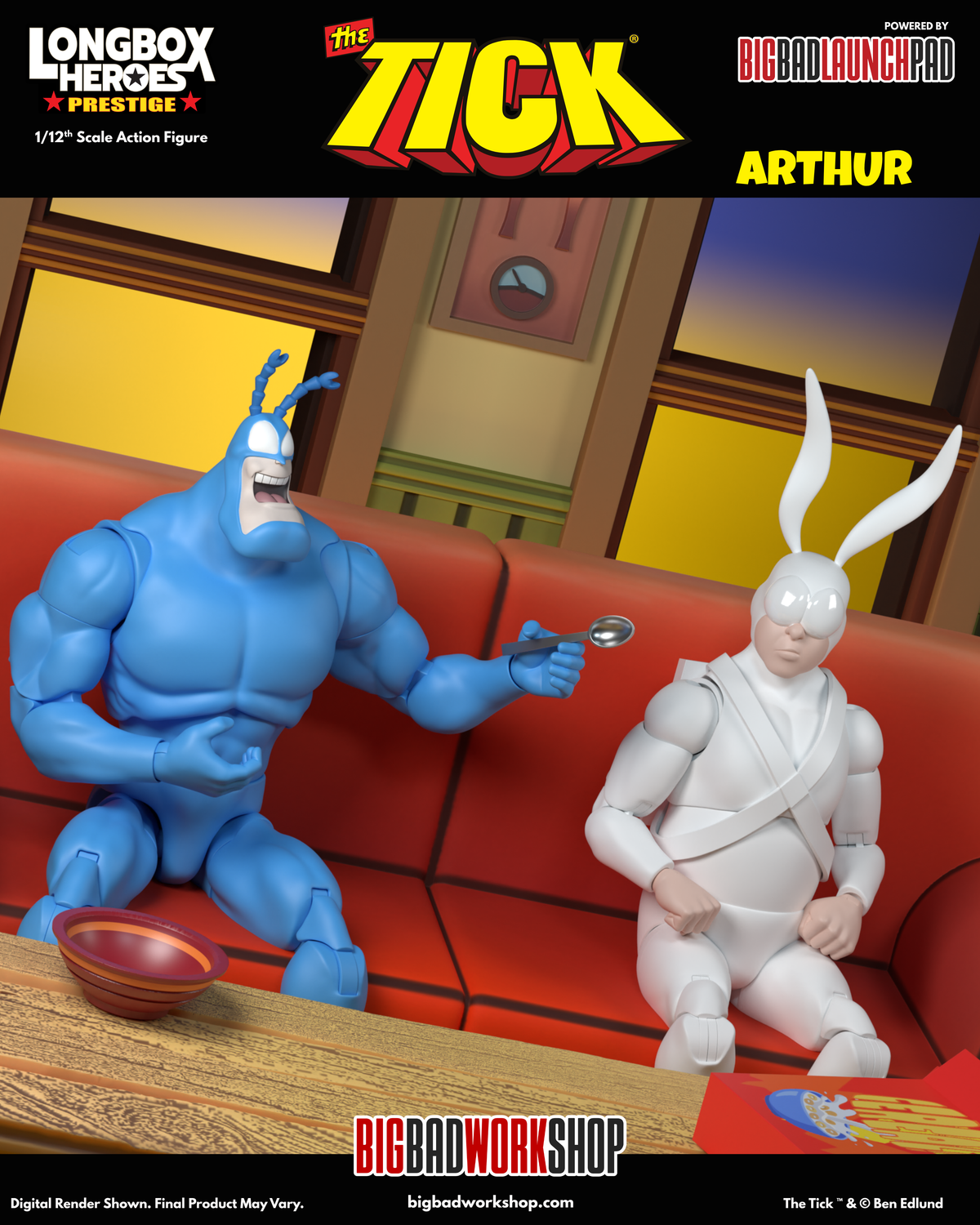 BigBadWorkShop The Tick Longbox Heroes Prestige Arthur 1/12 Scale Action Figure with 20 Points of Articulation - View 5