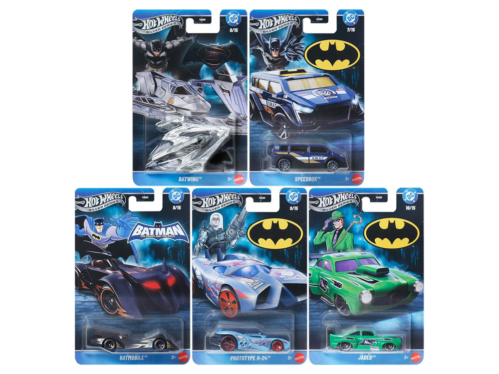 Mattel Hot Wheels DC Comics Silver Series 2026 Mix 2 Set of 5 1/64 Scale Die-Cast Models - View 2