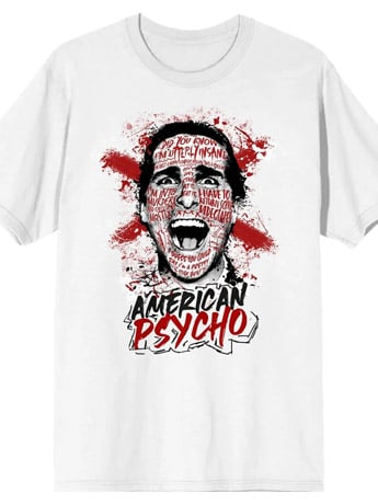 Bioworld American Psycho Patrick Bateman Face Text Art Cotton T-Shirt