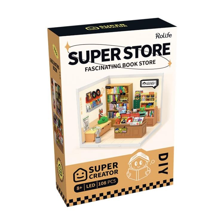 Rolife Super Creator DIY Super Store Fascinating Book Store Model Kit, 6-Inch - View 10