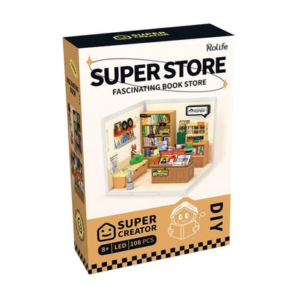 Rolife Super Creator DIY Super Store Fascinating Book Store Model Kit, 6-Inch - View 10