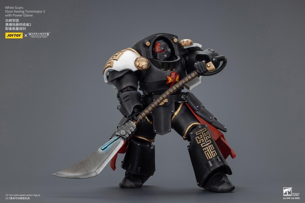 JoyToy Warhammer The Horus Heresy White Scars Ebon Keshig Terminator with Power Glaive 1/18 Scale Action Figure (Ver. 2) - View 11