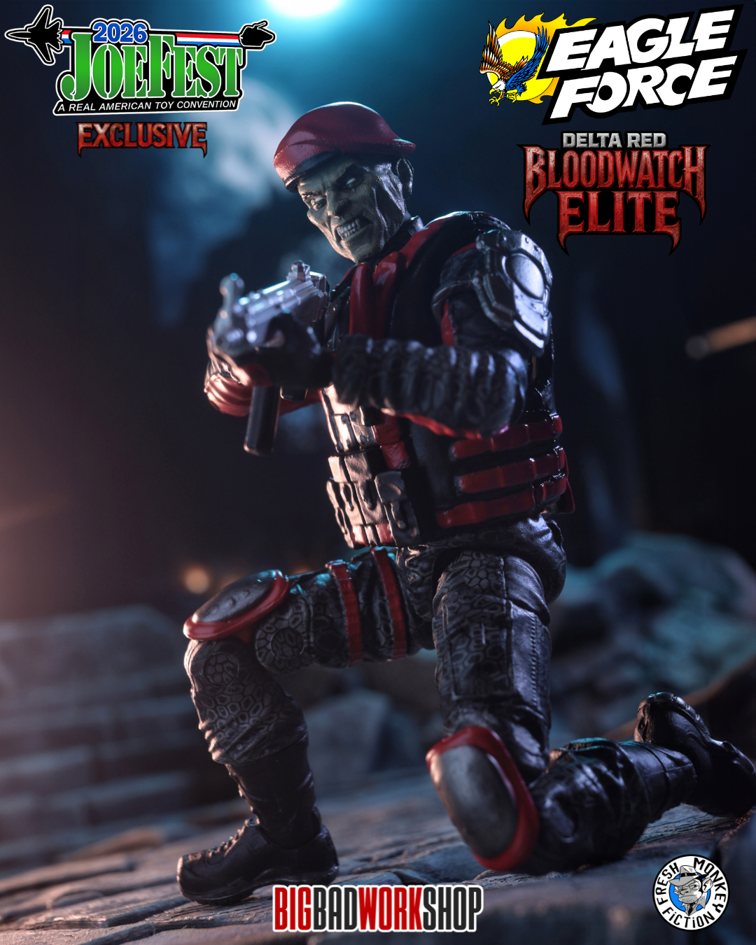 BigBadWorkShop Fresh Monkey Fiction Operation: Monster Force Delta Red Bloodwatch Elite 1/18 Scale JoeFest 2026 Exclusive Action Figure - View 6
